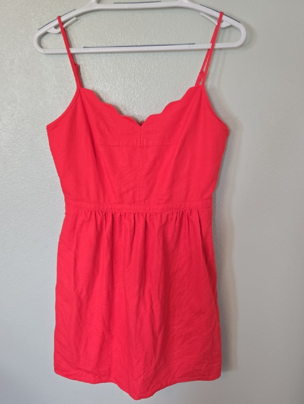 J. Crew | Red Scalloped Spaghetti Strap Dress Size 8